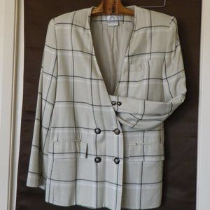 womens double breasted suit jacket 8 Black-tan-cream